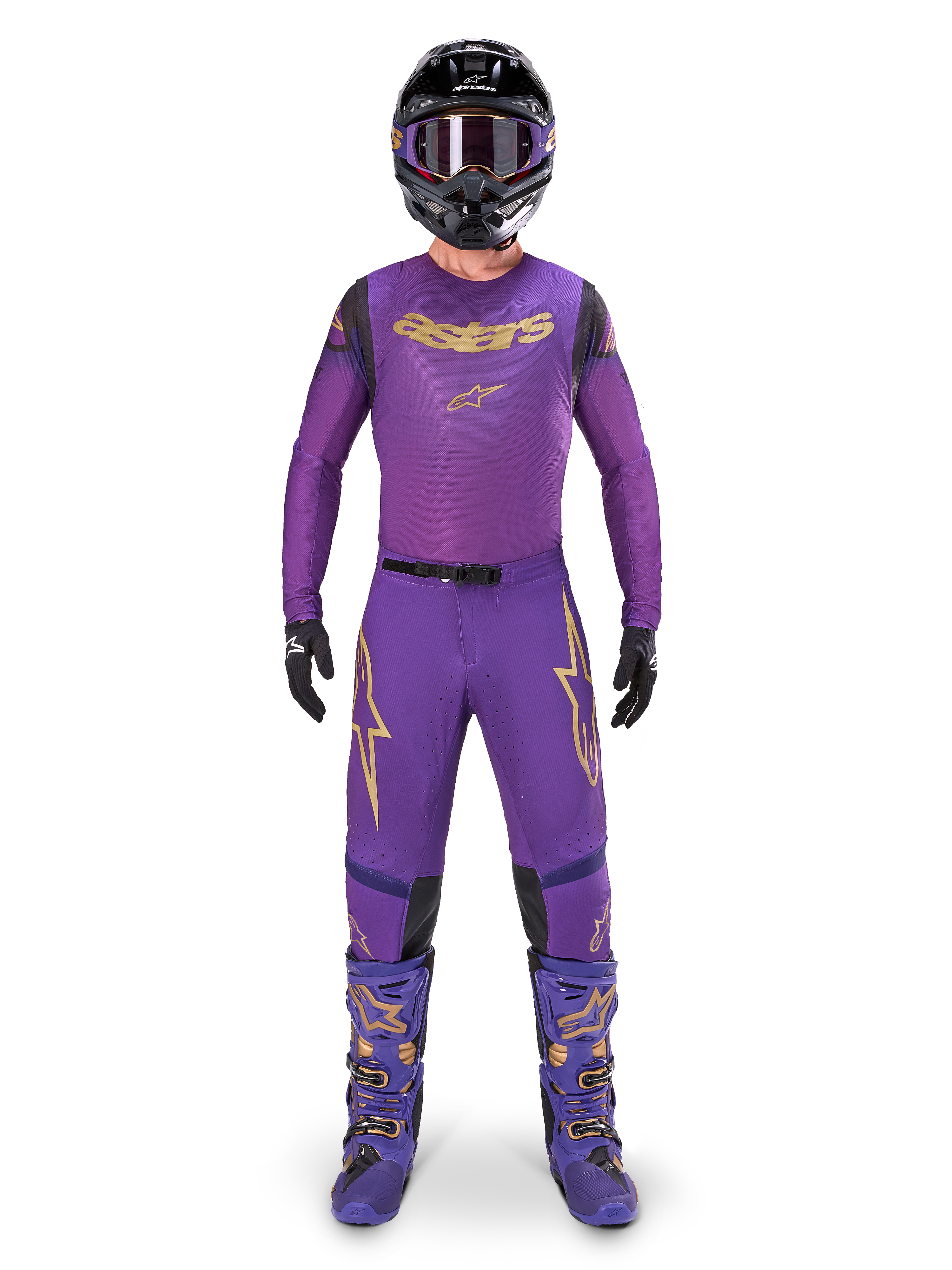 Alpinestars Supertech LE Champ Gear Combo Violet Gold alpinestars supertech crosskleding paars goud - equipment motocross alpinestars supertech mauve or