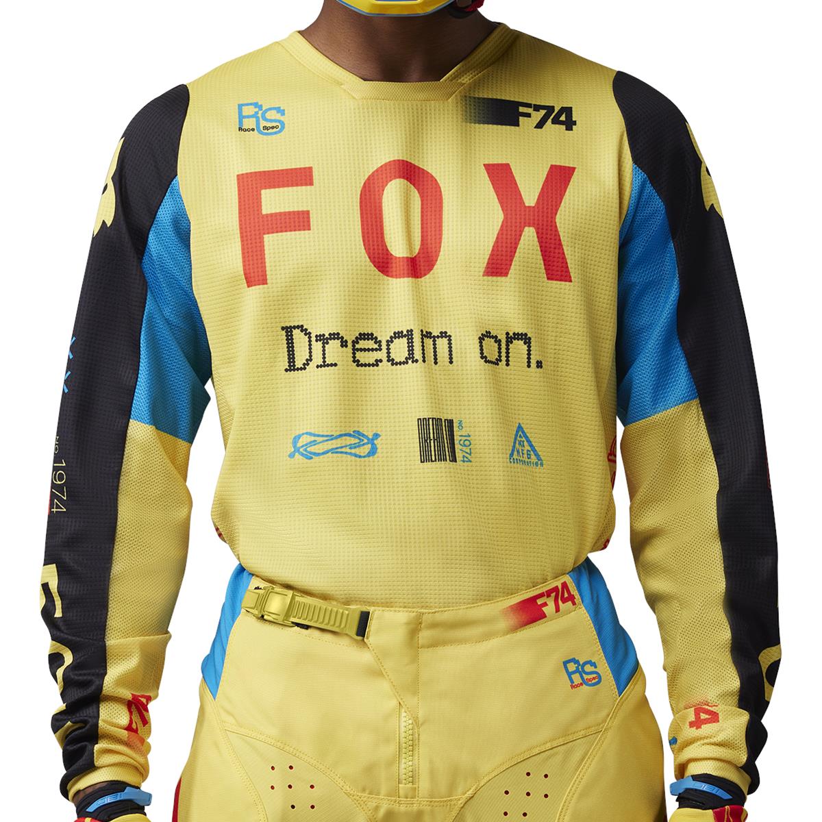 Fox バイク用長袖シャツ イエロー/グレー 90s00s FOX RACING フォックス レーシングシャツ モトクロス M