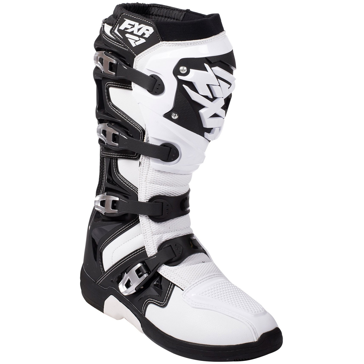 FXR Factory Ride Boots Black White - Sixstar Racing