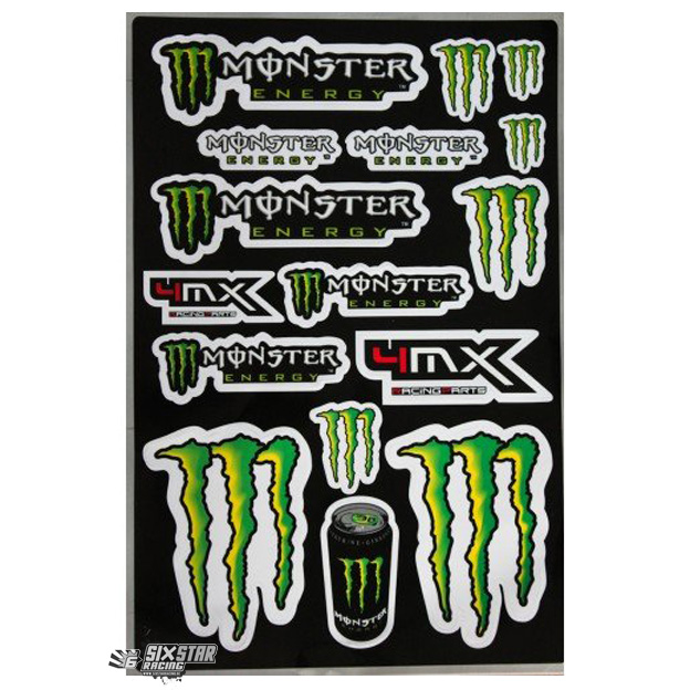 4MX Racing Logo Sticker Sheet Monster Energy - Sixstar Racing