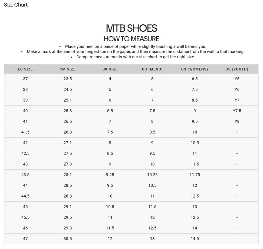 Size Chart - Groovy Fox Shoes