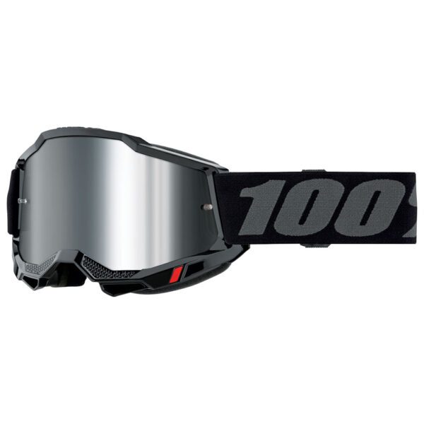 100% Accuri 2 Black Motocross Goggle Mirror Silver Lens - 100% Accuri 2 Crossbril Zwart masque motocross 100% accuri 2 noir 100% crossbrile accuri 2 schwarz