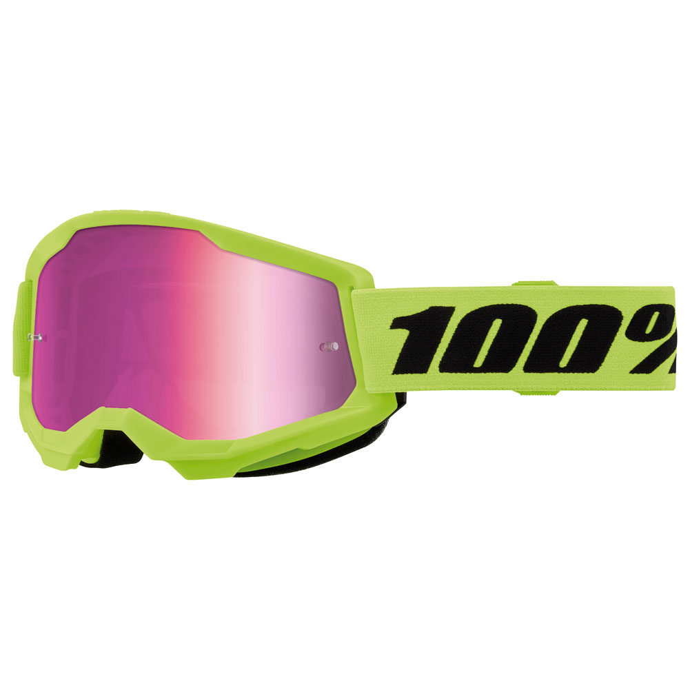 100% Strata 2 Motocross Goggle Neon Yellow - 100% Strata 2 motocross bril Geel - Masque Motocross 100% Strata 2 Jaune - 100% Crossbrille Strata 2 Gelb